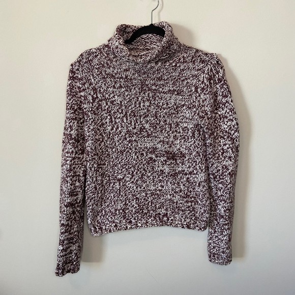 J Crew Brown Knit Crochet Turtleneck Sweater Size Medium - Picture 5 of 8